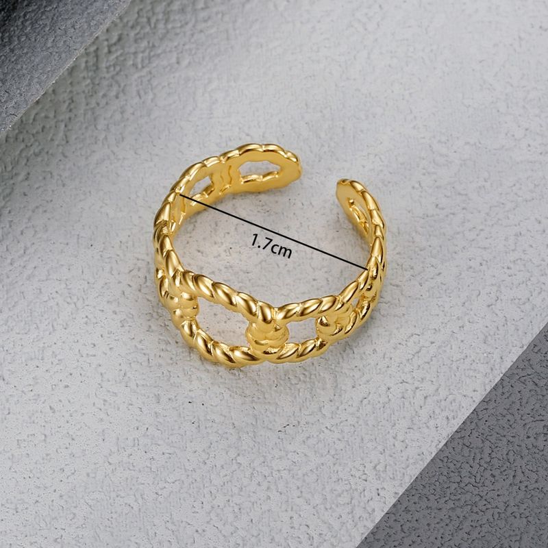 Anello in acciaio al titanio versatile in stile minimalista con catena cubana aperta per donna_voghion.com
