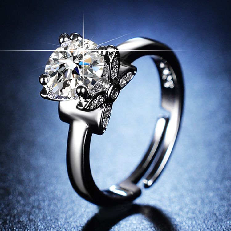 Live streaming light luxury design fashionable diamond inlaid moissanite one carat open zircon ring for women_voghion.com