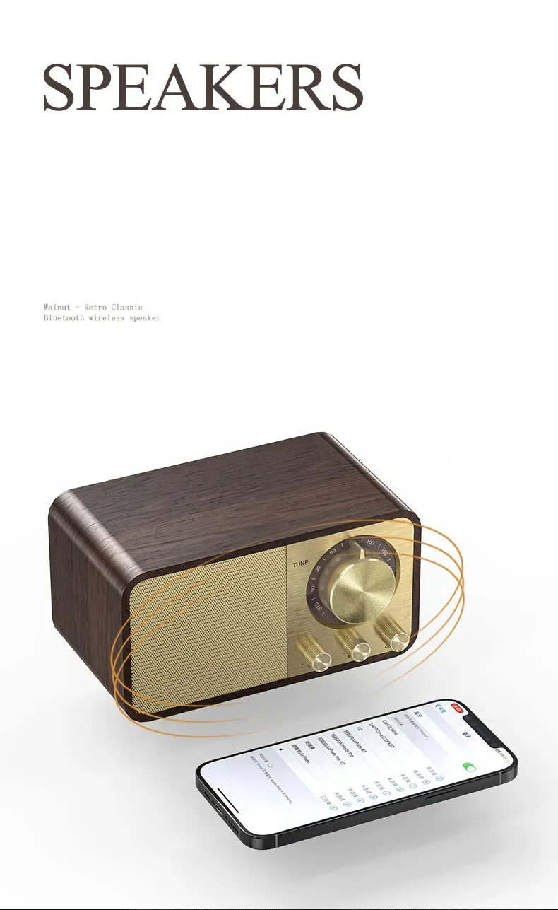 JY66 Retro Wooden Bluetooth Portable Outdoor Radio Subwoofer With Creative Design And Powerful Sound Compact Plug In_voghion.com