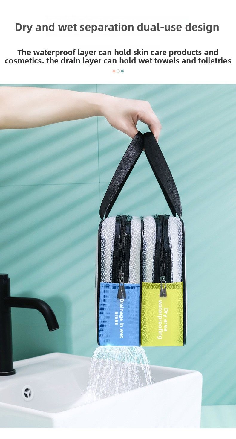 Bolsa de cosméticos de gran capacidad, bolsa de almacenamiento, bolsa de viaje portátil con separación seca y húmeda, bolsa de aseo para cosméticos._voghion.com