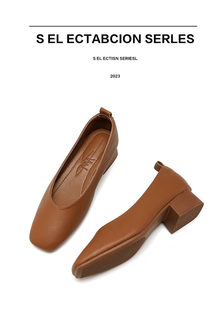 Novi podplat in udobni profesionalni vsestranski mehki usnjeni ženski čevlji s kvadratno glavo in ravnim dnom za babice_voghion.com