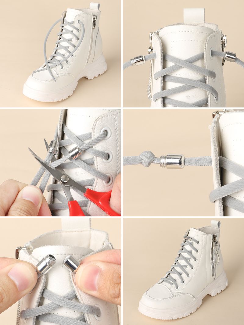 Shoe Accessories men and women elastic elastic semi circular shoelaces children's metal capsule buckle free tie lazy shoelaces_voghion.com