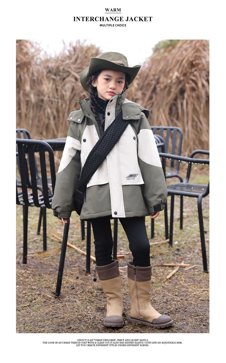 3-in-1 Convertible Kids' Down Jacket – Detachable Inner Layer & Outer Shell | 90% Goose Down Fill | All-Season Protection (3-8Y) | Black_voghion.com