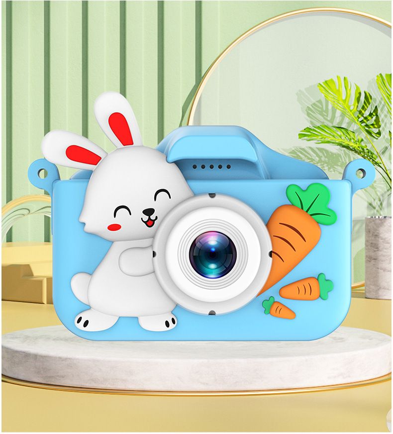 【Alta calidad】 Mini cámara digital para fotos y videos con dibujos animados de píxeles altos, ideal como regalo para niños, con un lindo conejito blanco._voghion.com