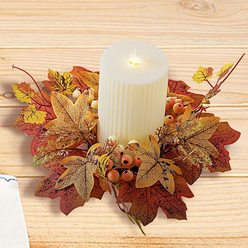 Herbst Kerze Ring Herbst Kerze Ring Künstliche Kerze Girlande Decor Herbst Kranz Thanksgiving Kerze Ring Halter Für Ho_voghion.com