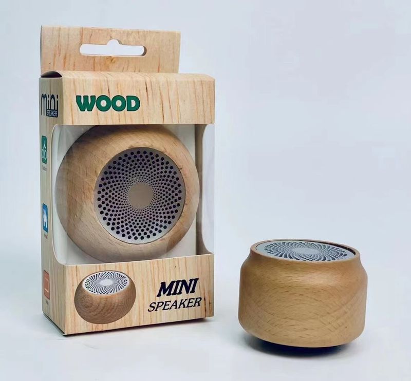 Houten Bluetooth-luidspreker - Draagbare mini-retro draadloze luidspreker met bas (50x35 mm) - Ingebouwde 300 mAh-batterij, 3 W-uitgang - Ideaal cadeau_voghion.com