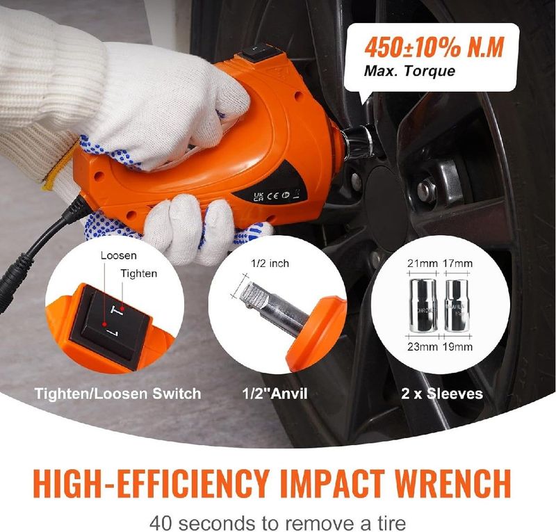 LCD Display Electric Car Jack, 5 Ton LBS Hydraulic Jack With Electric Impact Wrench, Portable Car Lift With Built-in Inflatable Pump, And LED Light For SUV MPV Sedan Truck Change Tires Garage Repair_voghion.com