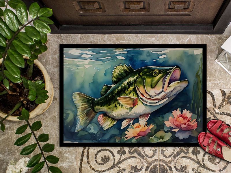 Largemouth Bass Doormat Front Door Mat Indoor Outdoor Rugs For Entryway, Non Slip Washable Low Pile, 24H X 36W_voghion.com