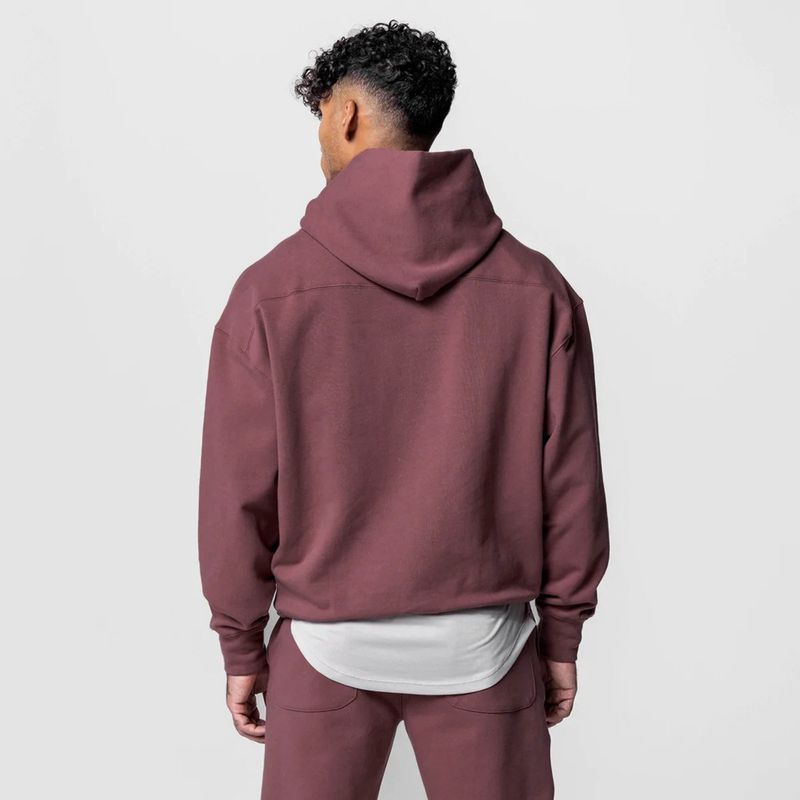 Schwerer Kapuzenpullover für Herren – Übergroße Passform, Design mit überschnittenen Schultern, Baumwollmischgewebe für Fitnessstudio, Laufen und Freizeit_voghion.com