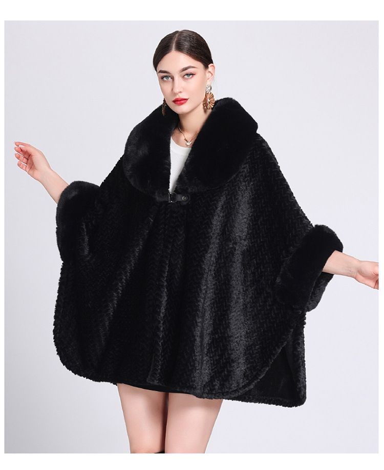 Aggiungi lana collo spesso mantello mantello cardigan largo taglia grande cappotto di lana donna_voghion.com