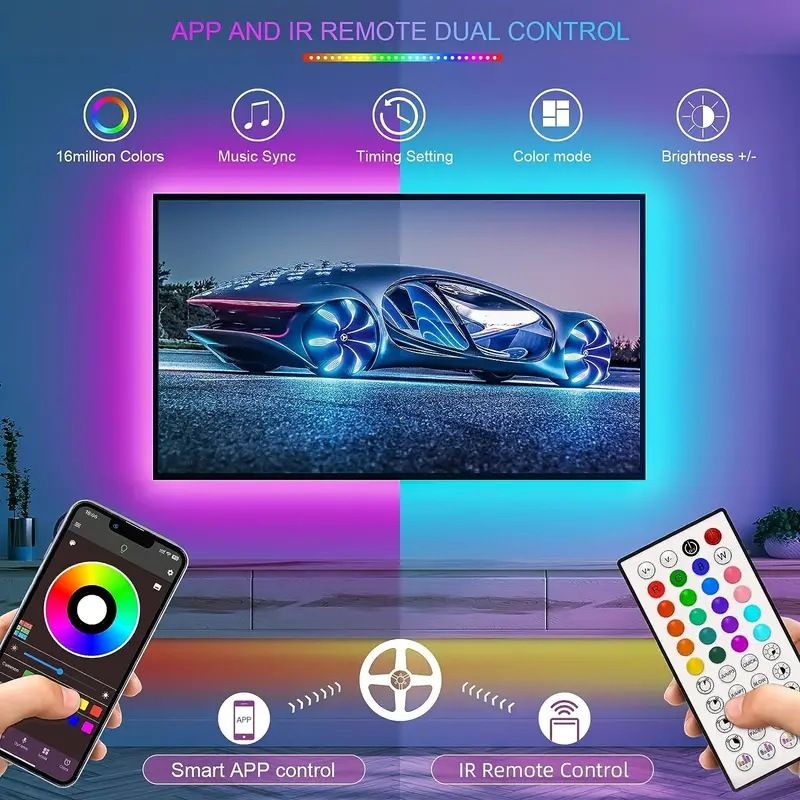 Home & Garden hot selling LED light strip set 24V 3535 low voltage rgb light strip self adhesive 44 key music bluetooth soft light strip_voghion.com