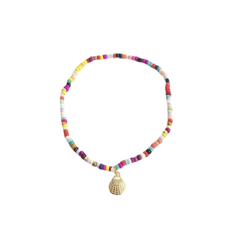 New Women's Shell Anklet Colorful Beaded Simple Rice Bead Straight_voghion.com