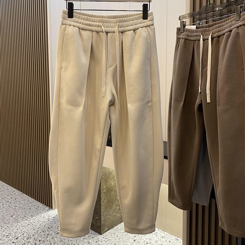Männer Kleeder Internet Promi Hot Style Moud Sweatpants Männer Hierscht a Wanter neie Stil loose Casual Hosen massiv Faarf Breet Been Harem Hosen_voghion.com