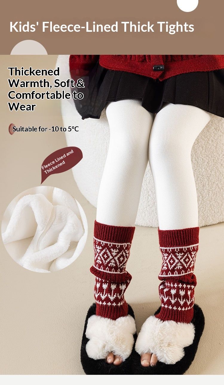 Voyage Fleece-Lined Thickened Leggings Autumn Winter Children's Patchwork Socks Dance Tights Baby Girls' Warm Pants_voghion.com