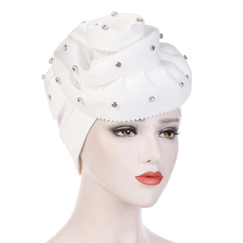 Perceuse à ongles coupée à la main, grande fleur à bride, chapeau turban de couleur unie, chapeau turban en coton_voghion.com