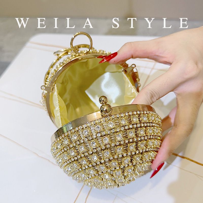 Bolso de mano para mujer con forma de bola de diamantes de imitación, estilo bandolera, para fiesta de noche, pequeño_voghion.com