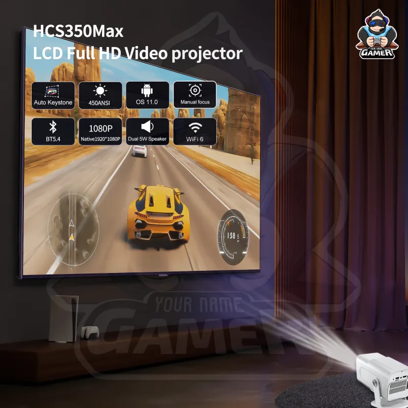 HCS350Max Game Console Projector Upgraded White Home Theater Voice Control Portable Beamer 720P Native With Simulator_voghion.com
