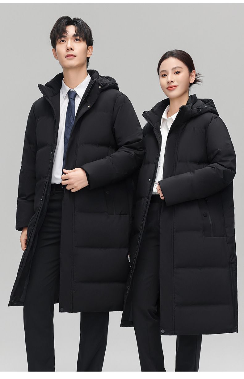 Men's Clothing Ultra-Warm White Goose Down Parka Extra-Long Knee-Length Winter Coat, Waterproof Windproof Oversized Jacket With Detachable Collar_voghion.com