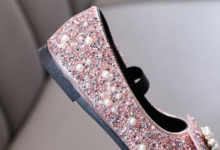 Scarpe da spettacolo per mamma e bambini Scarpe da principessa con paillettes Versione coreana Scarpe da bambina con cristalli Fondo morbido_voghion.com