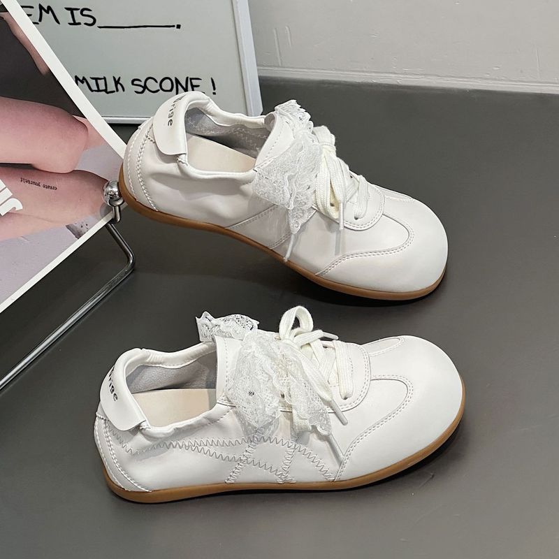 2025 Ballet Style Niche Lace Genuine Leather Training Women's Mesh Breathable Board Casual Spring And Summer Flat Sports_voghion.com