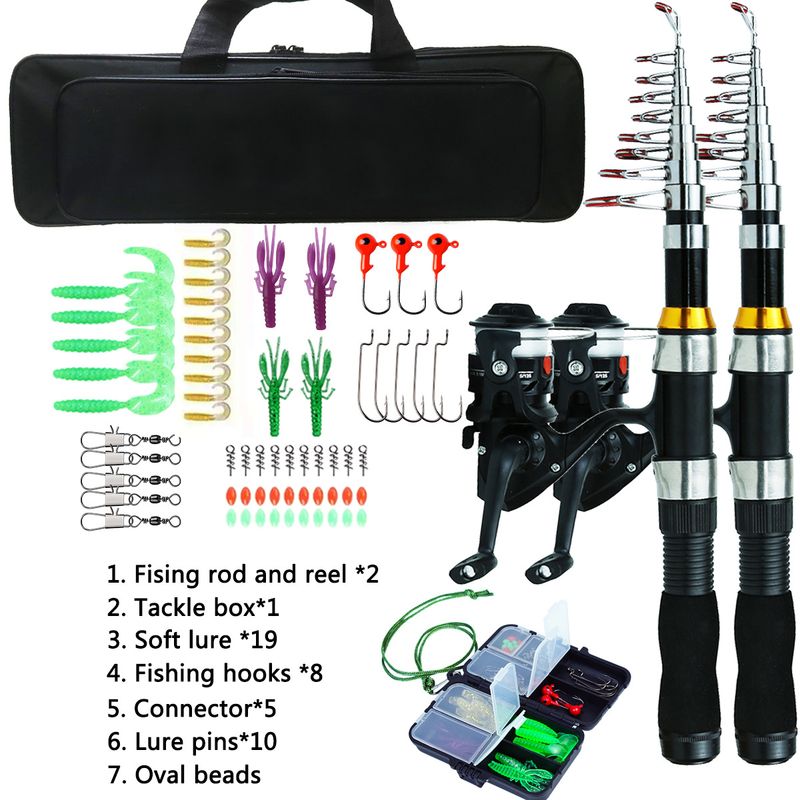 Luya Fishing Gear Set 2.1m2.3m Two Sets Of Double Rods And Wheels For Travel Portable Fishing And Fishing Full Equipment_voghion.com