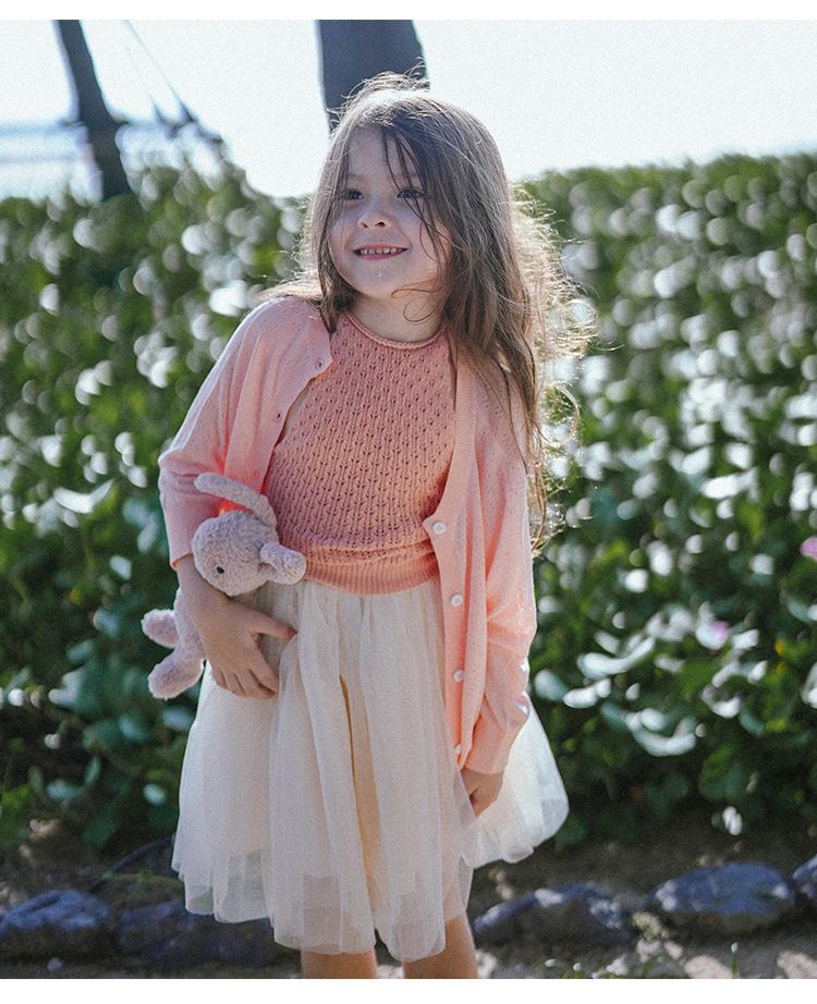 "Breathable Knit Cardigan For Girls – Lightweight Summer Cover-Up With Hollow Design & UV Protection"_voghion.com