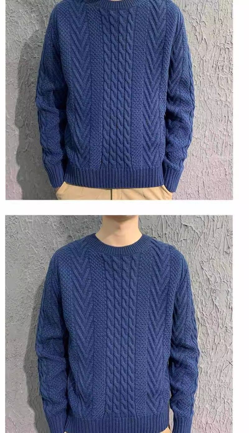 Men's Chunky Knit Cable Sweater - Oversized Winter Pullover With Soft Polyester Blend, Loose Fit Style_voghion.com