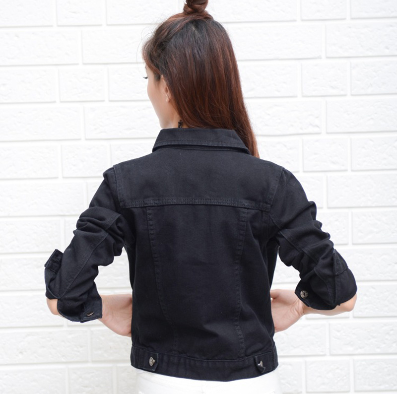 Nuova giacca di jeans da donna primavera e autunno 2022 giacca di jeans corta casual da donna versione coreana giacca di colore solido_voghion.com