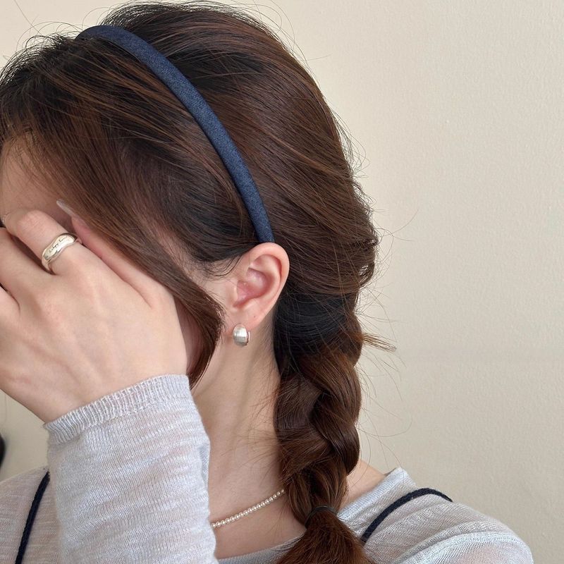 Fascia per capelli in denim plissettato in stile coreano per donna, top con teschio alto, da indossare tutti i giorni, per lavare il viso, stile di alta qualità, versatile per l'estate_voghion.com