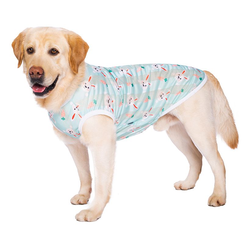 Dog Clothes Summer Style Golden Retriever Medium And Large Dogs Mesh Printed Two-Legged Vest_voghion.com