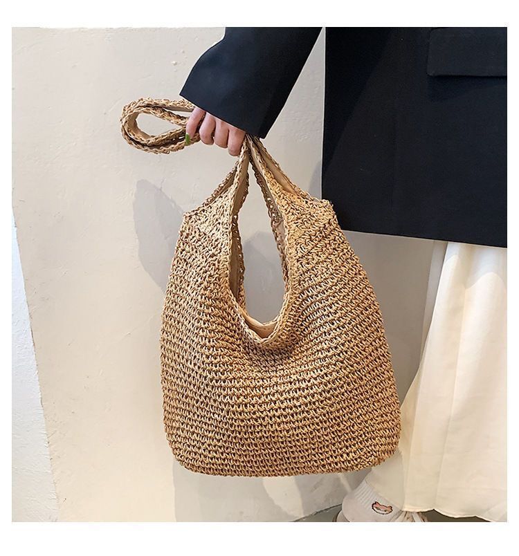 Can Change The Size And Color Of The Straw Woven Large Bundle Forest Style Large Capacity Shoulder Shopping Bag_voghion.com