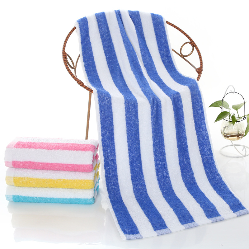 Pure cotton bath towel jacquard stripe 35 * 90 soft absorbent large towel can be embroidered as an advertising gift_voghion.com