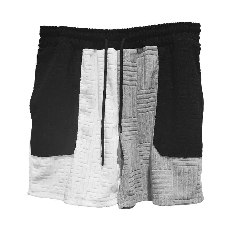 24 Summer New Knitted Jacquard Sports and Leisure Fashion Splicing Large Men's Set_voghion.com
