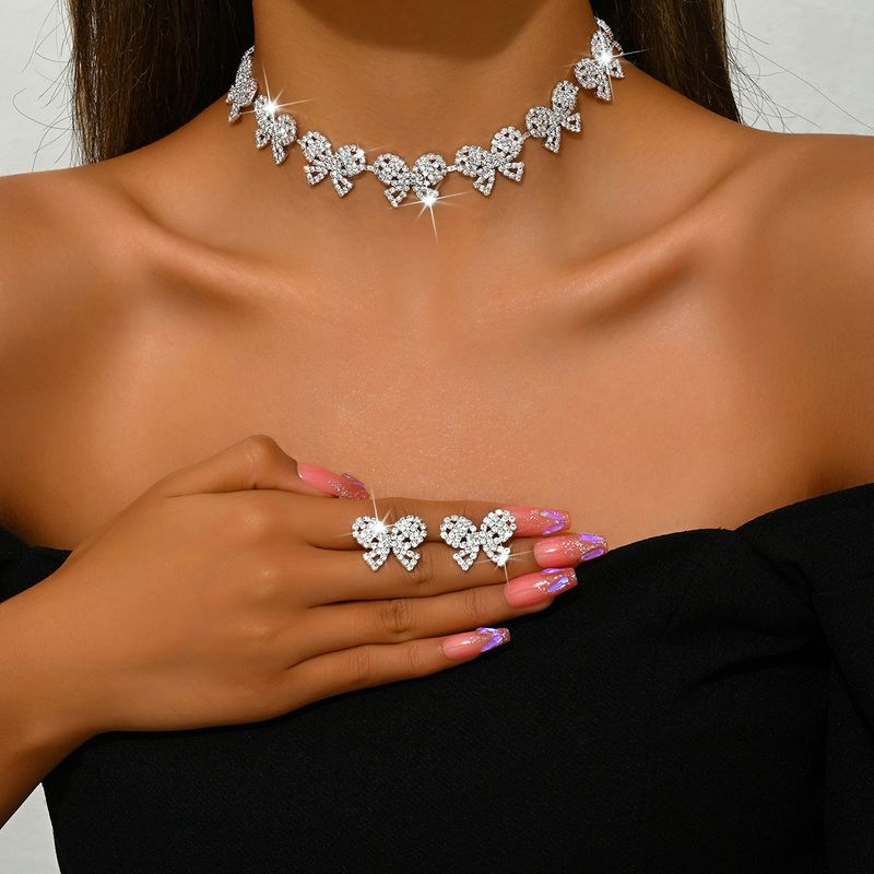 Jewelry & Accessories Fashion Bow Necklace Party Accessories Flashing All Match Full Diamond Necklace_voghion.com