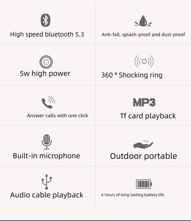 Waterproof Bluetooth Wireless Volume Subwoofer Long Battery Life High Sound Quality Portable Outdoor Mini Speaker_voghion.com