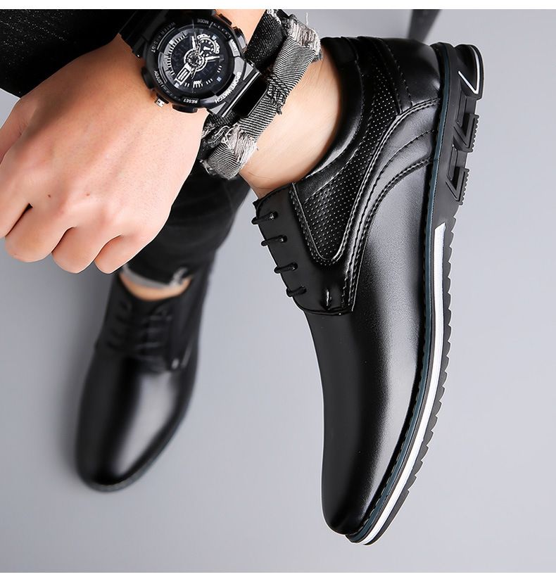 Produttori di scarpe da uomo con lacci di grandi dimensioni per il commercio estero transfrontaliero, dal 38 al 53, in pelle, inscatolate o imbustate, allargabili e ingrandibili._voghion.com