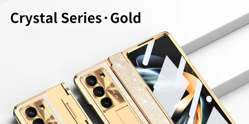 RENGZ Plating Leather Stand Hinge Protection Case Samsung Galaxy Fold 5 3 With Screen Protector Cover For Z Fold5_voghion.com