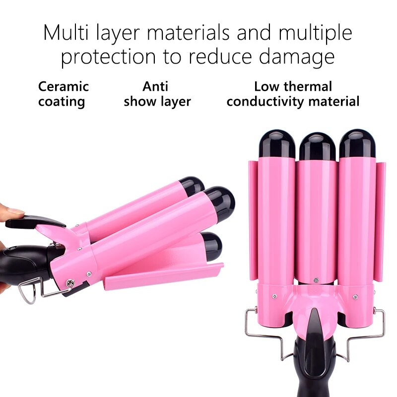 Professionell Keramik Trippelfat Curler Iron Wave Waver Styling Tools Hårstylervägg_voghion.com