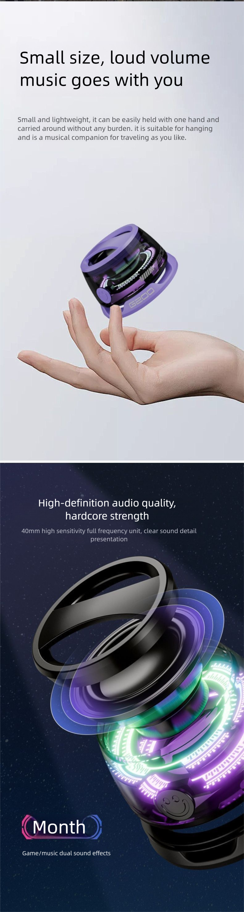 Neu G200 Lautsprecher Magnetische Telefon Desktop Tragbare Mini Subwoofer Bunte Licht_voghion.com