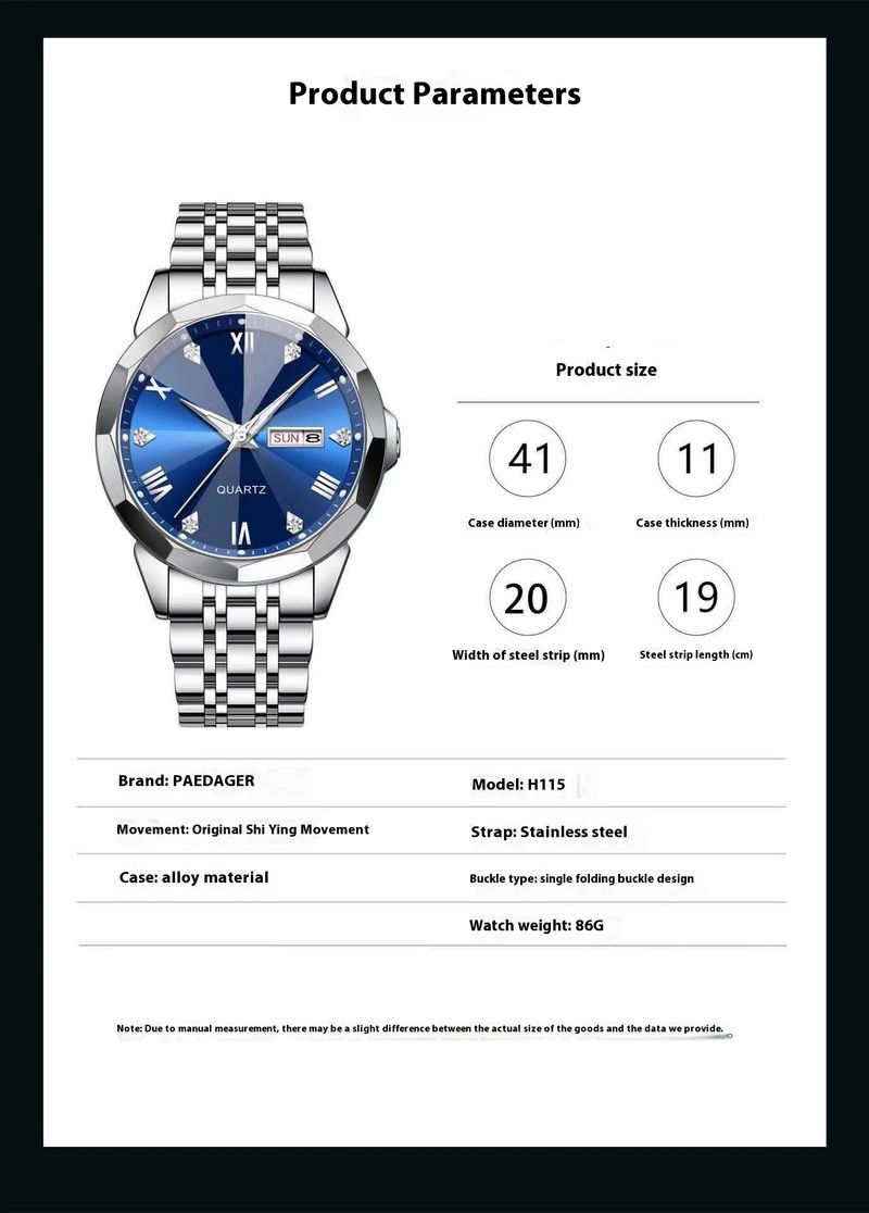 Nuovo orologio da uomo luminoso di alta qualità al quarzo con striscia di acciaio e doppio calendario multifunzionale di lusso_voghion.com