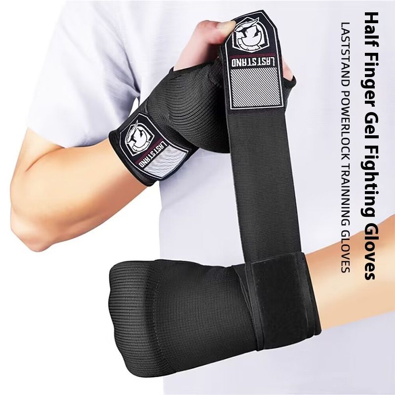 Gelhandschoenen, boksschoenen met halve vingers, luie mannen snel met de hand omwikkelde beschermende handdoek, Sanda boksbandage, taekwondo voor mannen en vrouwen_voghion.com