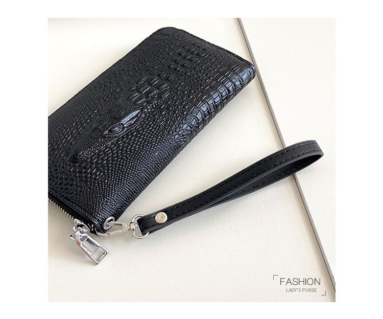 Bolsos para hombre, nuevo bolso de mano grande con estampado de cocodrilo, de un solo tirador, con múltiples ranuras para tarjetas y gran capacidad, con cremallera para teléfono móvil, moderno._voghion.com
