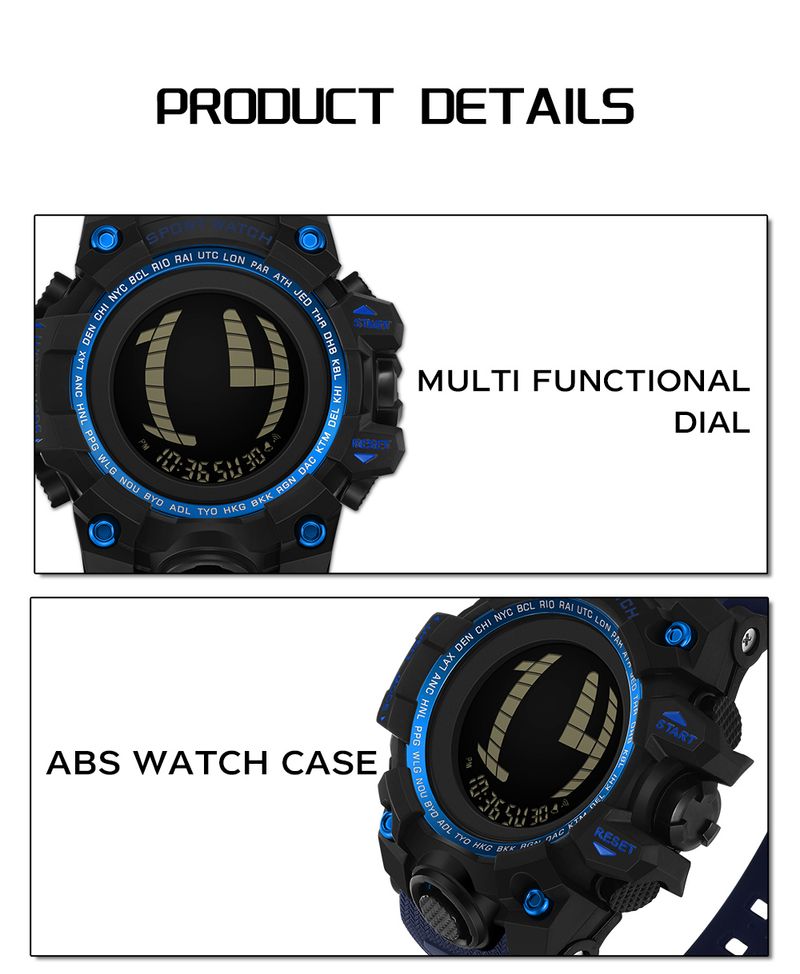 Fashion Men's Electronic Digital Watch Multi Functional Countdown Waterproof LED Student Electronic Watch Alarm Clock_voghion.com