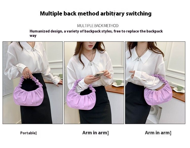 Folded Cloud Underarm Handheld Small Carrying Bag for Women's 2024 Summer New Unique Shoulder Bag, Fashionable Texture_voghion.com