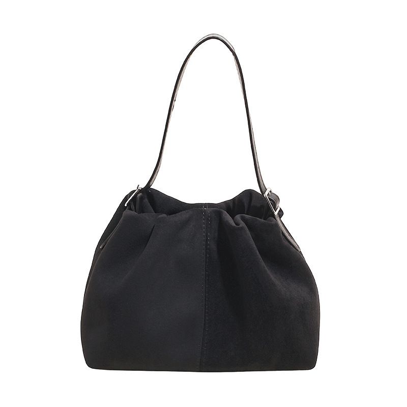 Sac seau coréen décontracté à bandoulière simple pour femmes, en daim mat, polyvalent, avec cordon de serrage, tendance, automne 2025_voghion.com
