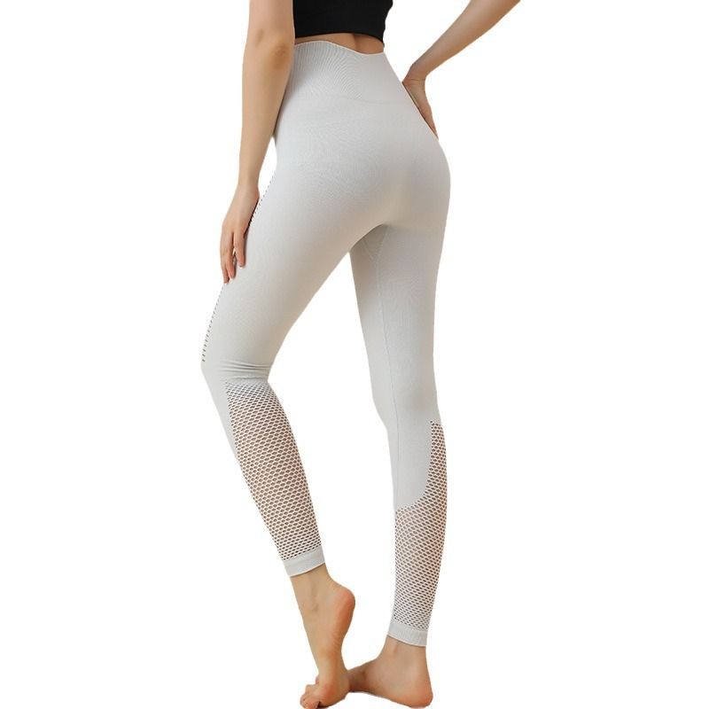New High-Waisted Mesh Yoga Hip-Lifting Tummy-Control Sports Leggings Running Outdoor Nine-Point Pants For Women_voghion.com