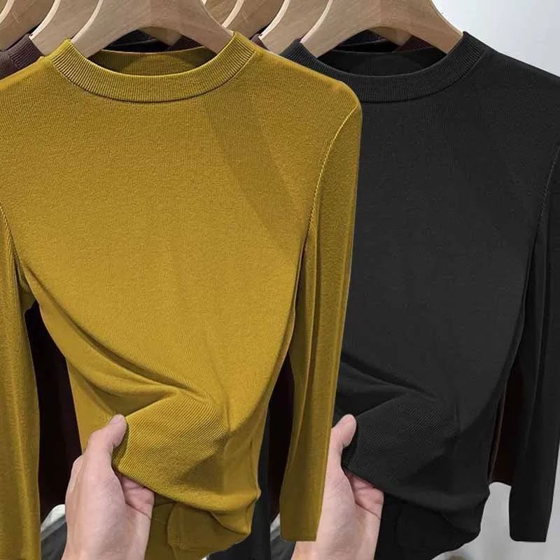 Vêtements pour femmes en tissu velours col montant grande taille coupe ajustée jeune chemise à manches longues en velours allemand chaud_voghion.com