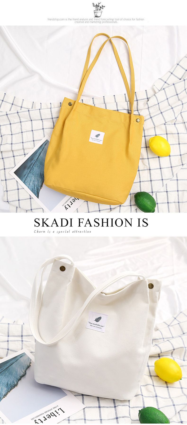 Sac en toile minimaliste de l'Académie artistique de mode Andralyn Sac en tissu de grande capacité Sac à bandoulière à main pour femme Sac de shopping_voghion.com