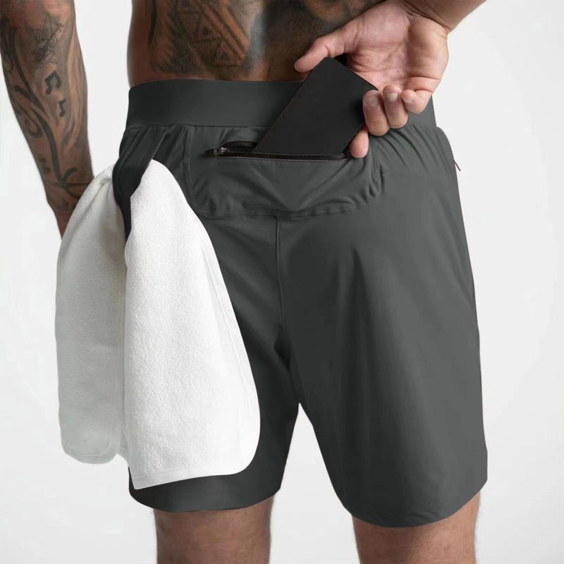 Pantaloncini da uomo Crazy Muscle, a strato singolo, in tessuto, ad asciugatura rapida, tinta unita, per corsa, fitness, sport, casual, pantaloni a vita bassa_voghion.com