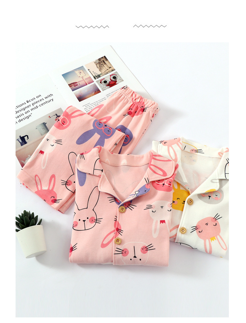 Kinder Homewear Eltern-Kind-Set Jungen Pyjamas Mädchen Reine Baumwolle Kinder Frühling und Herbst Klasse A Kinder_voghion.com